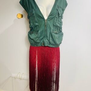 Vintage Green 100% cotton street wear  Midi Vest